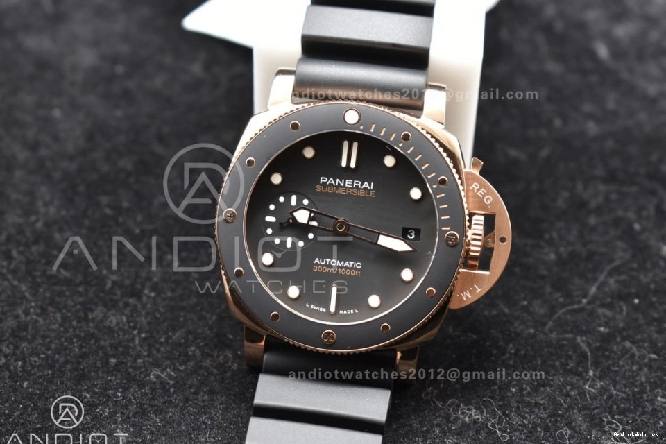 on Best Dial Black P 992 PAM2164 Strap 42mm Submersible Edition Black Rubber VSF WrinkleFree 0211